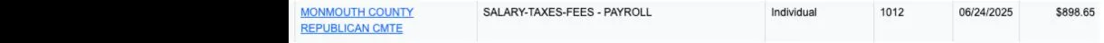 Figure 2. Monmouth County Republican Committee ELEC transaction, 6/24/25